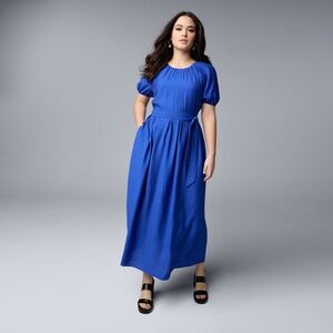 Women's Simply Vera Vera Wang Shirred Flowy Puff Sleeve Maxi Dress